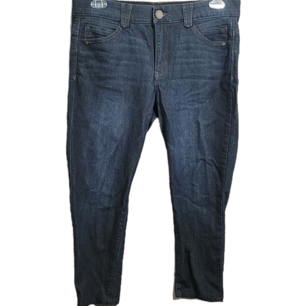 Democracy Ab Solution Ankle Jeans Size 14P x 23 Mid Rise Dark Wash Elastic Waist